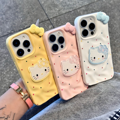 Cute Kitty 3D Bow iPhone Case With Colorful Dots