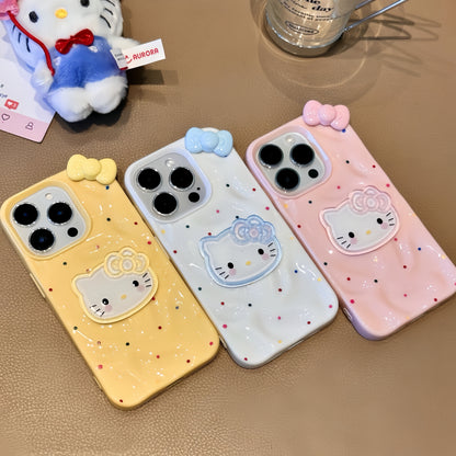 Cute Kitty 3D Bow iPhone Case With Colorful Dots