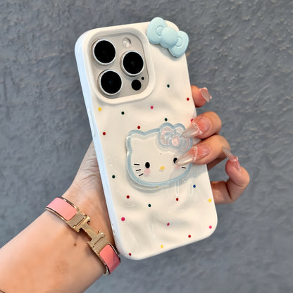 Cute Kitty 3D Bow iPhone Case With Colorful Dots