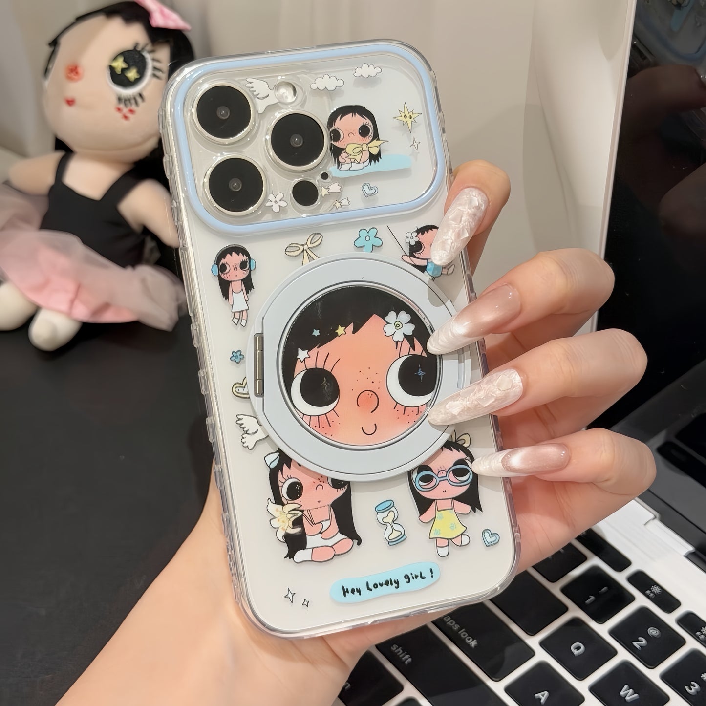 Blue Girl Cartoon Phone Case 🎀