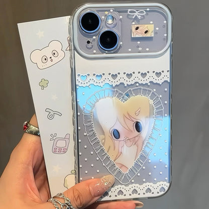 Blue Heart Lace Anime Phone Case 💙✨