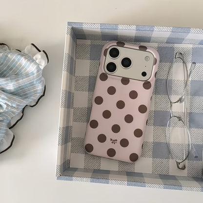 Minimalist Pink Brown Polka Dot Phone Case 🤎