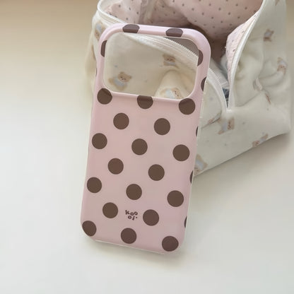 Minimalist Pink Brown Polka Dot Phone Case 🤎